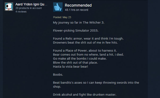 Illustration for article titled The Witcher 3, As Told By Steam Reviews